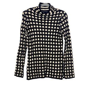 Grace Elements Women's Black & White Knit Mock Turtleneck Casual Sweater Small